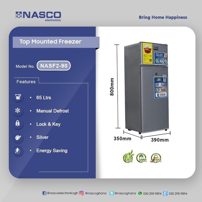 NASCO NASF2-90 65L Top Mounted Freezer Refrigerator